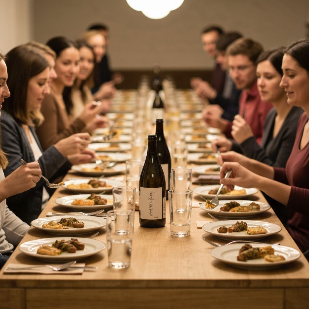 Multiple place settings with similar portions at a table